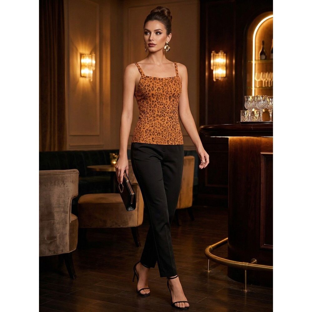 Three Dots Leopard Print Tank Top | Chic Casual Elevated Basic Women's Blouse
